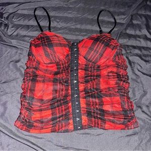 Emo Goth Plaid Bustier Top